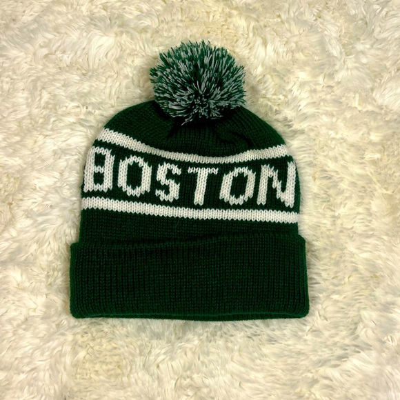 Boston Celtics Beanie poof ball hat-one size fits most-only used once or twice - Picture 1 of 3